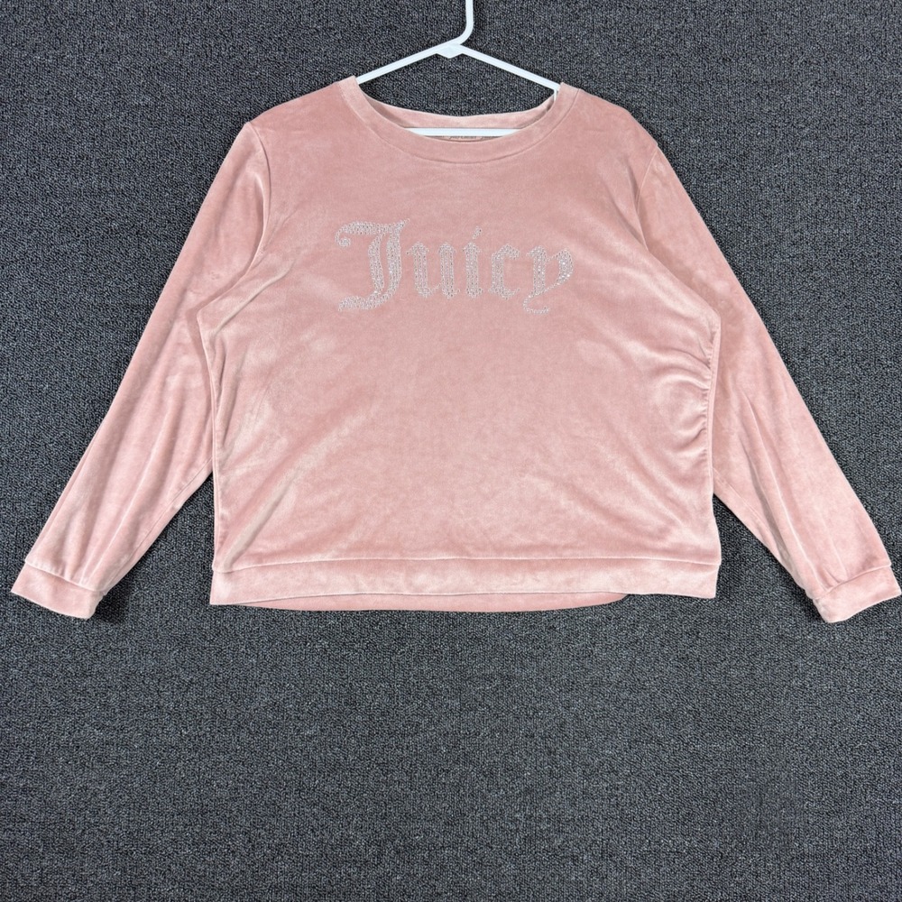 Juicy Couture Velour Rhinestone Logo Sleepwear Women's XL Pink Long Sleeve